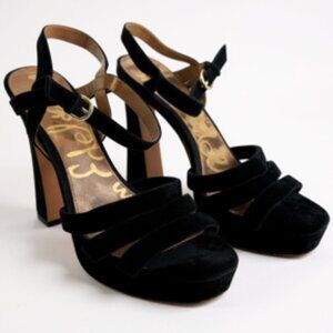Sam Edelman Black Suede Platform Heels Size 10.5